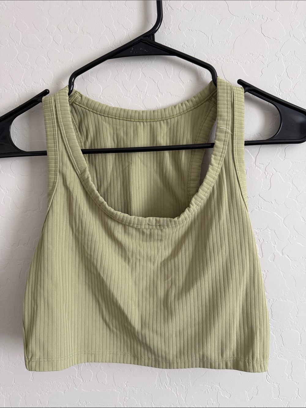 Ribbed Crop Tank Top - Light Green
